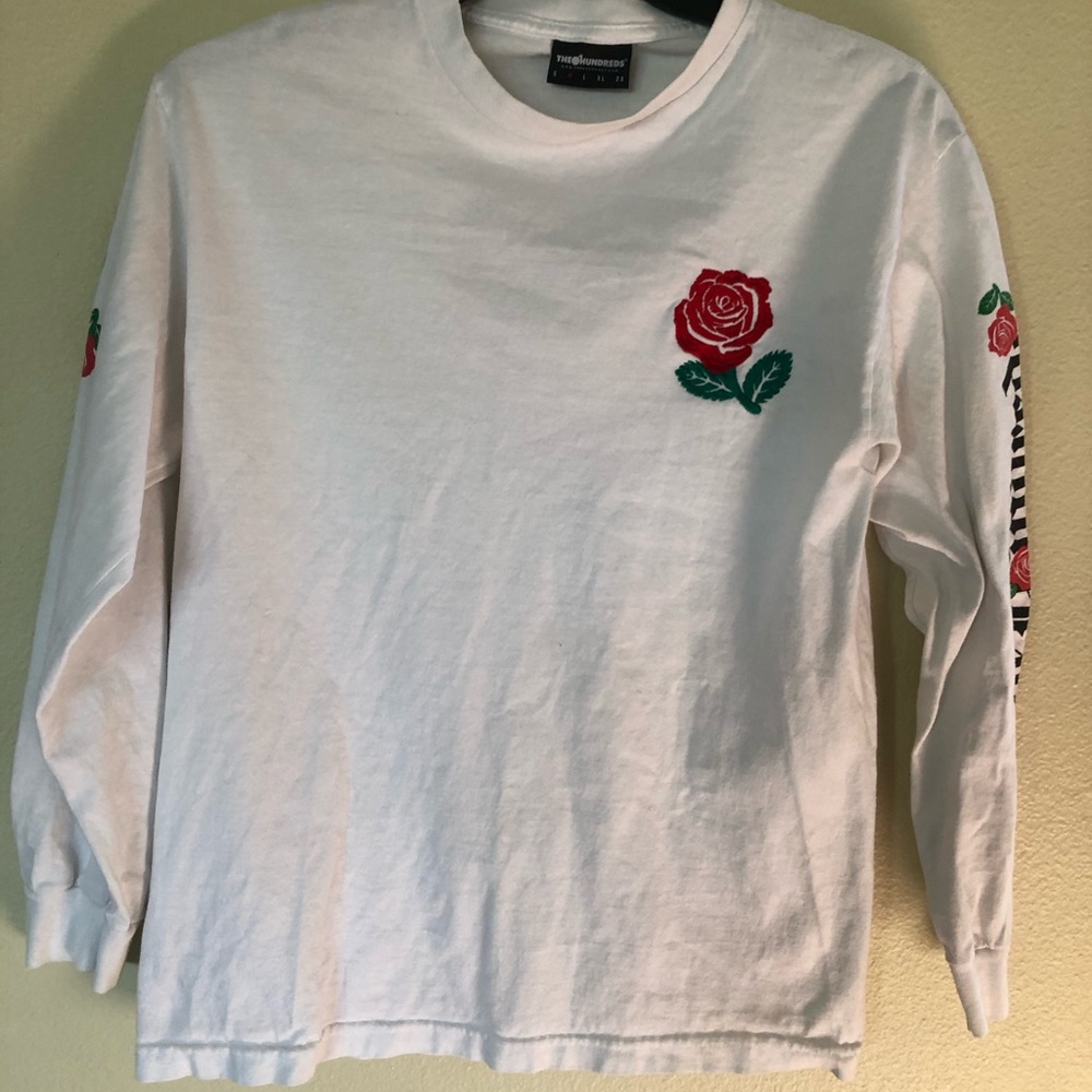 THE HUNDREDS White w/ Red Rose Embroidery Medium